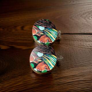 Africa Wooden Earrings Green