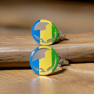 Africa Wooden Earrings Gabon Flag