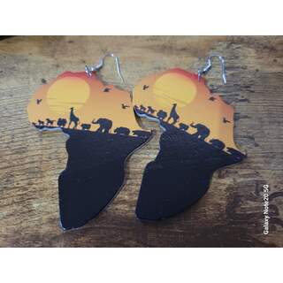 Africa Wooden Earrings Sunset