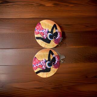 Africa Wooden Earrings Red
