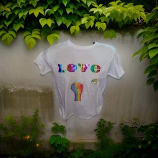 Rainbow Love w/fist Tshirt- M